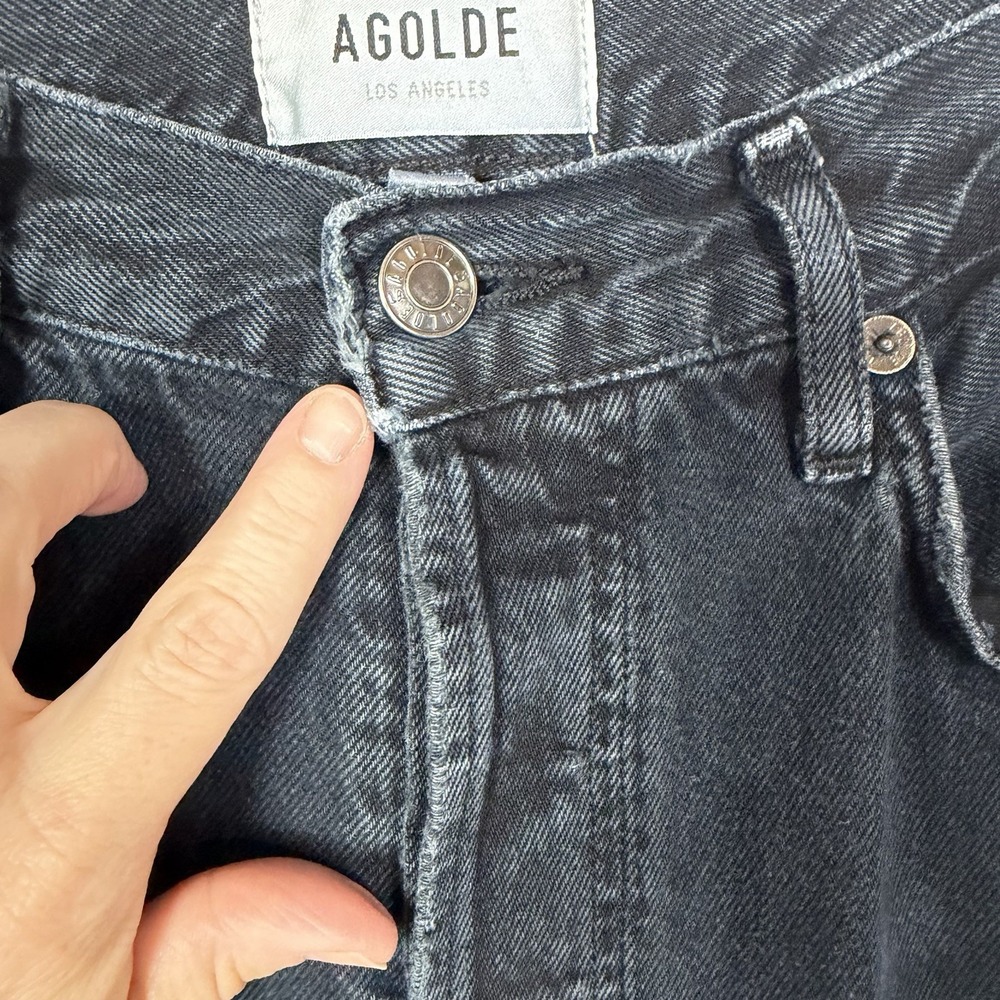 Agolde 90s Pinch Waist Jeans High Rise Straight SZ 28 (Fits 30") Buttonfly Black - Picture 7 of 15